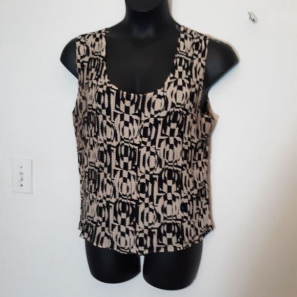 Nicola cream/black crinkle tank top - Picture 1 of 5